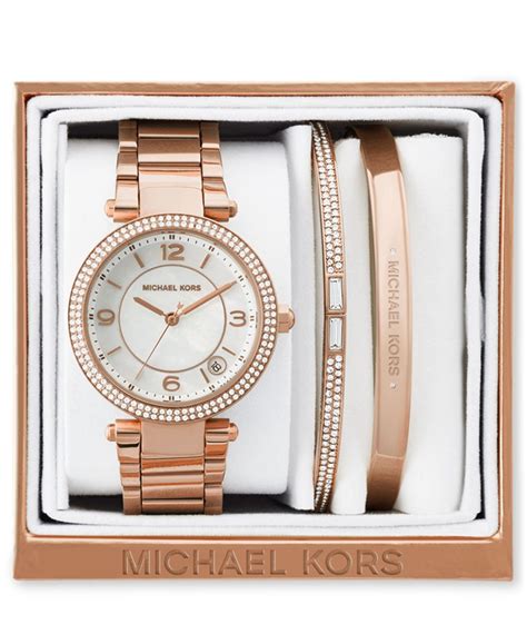 michael kors silver watch and bracelet set|michael kors empty gift box.